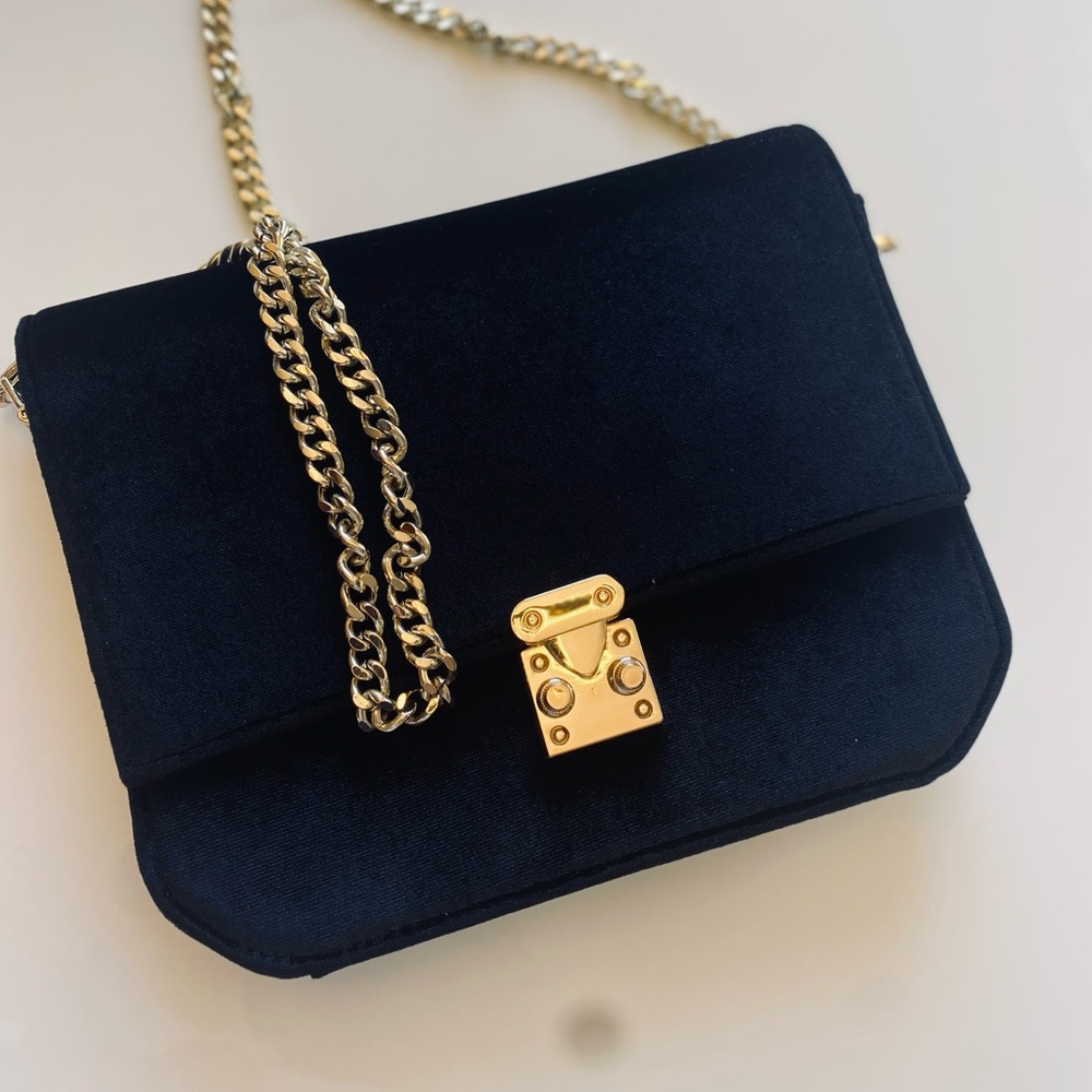 K.C.JAGGER VELVET CROSSBODY BAG BLACK